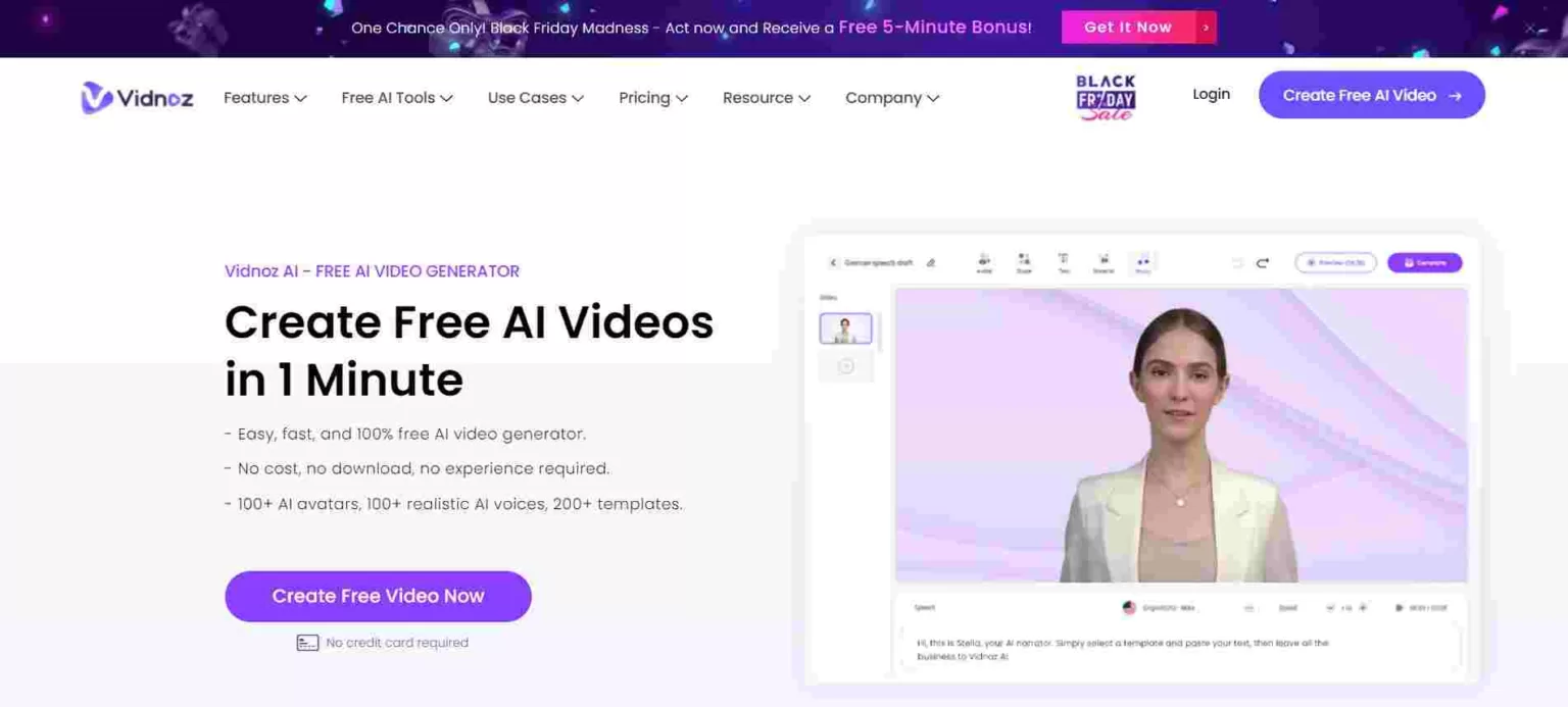 Vidnoz AI:免费的在线人工智能视频生成器
